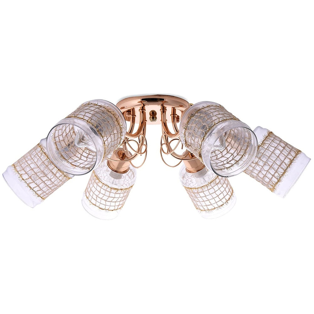 Gold 6 Arm Ceiling Light with Beautiful Glass Shades-Starry Night