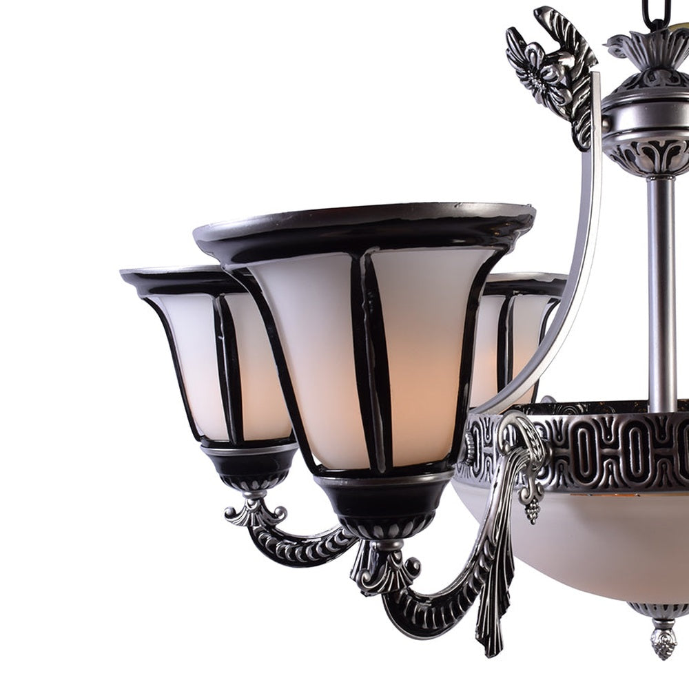 Silver Chandelier with 6 Glass Shades-Starry Night