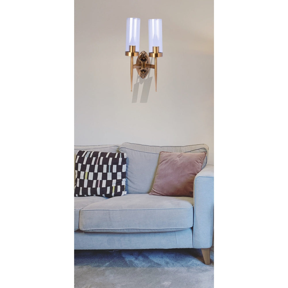 Bronze Wall Light With Wave Glass - 2 Light-Starry Night