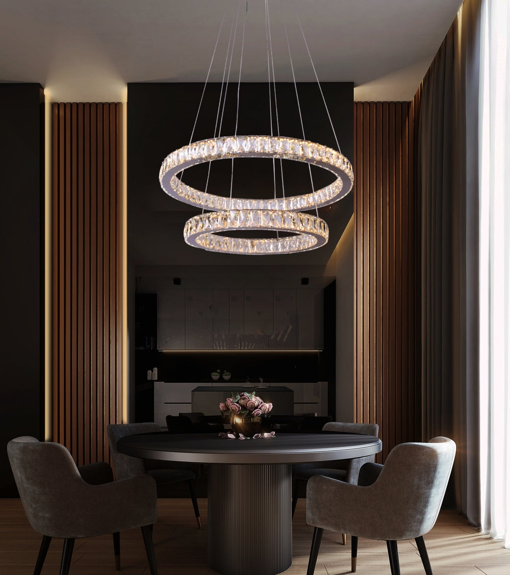 House of Rings LED 2 Ring Chandelier, Small Ceiling Plate