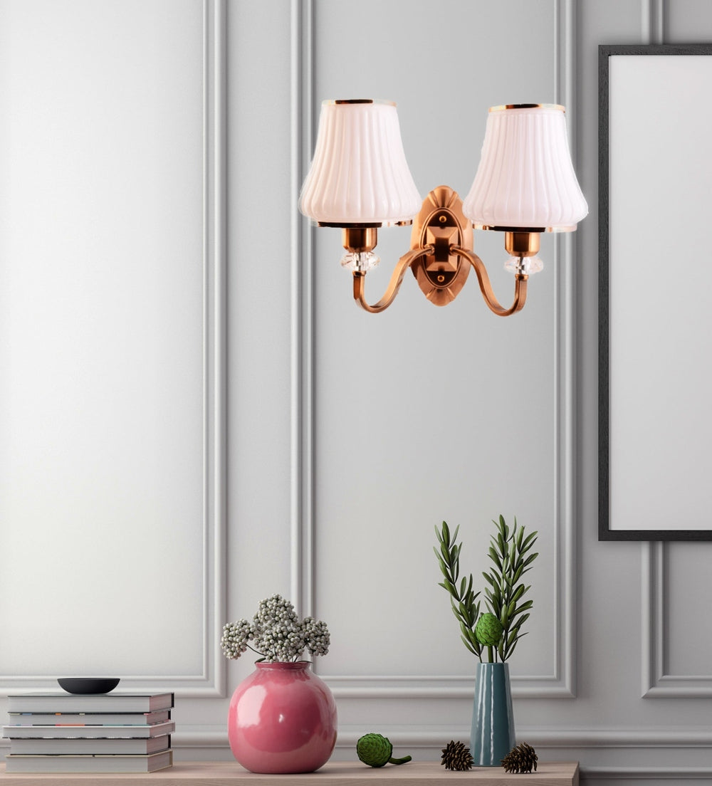 2 Light Wall Light Fixtures with Glass Shade,Bronze