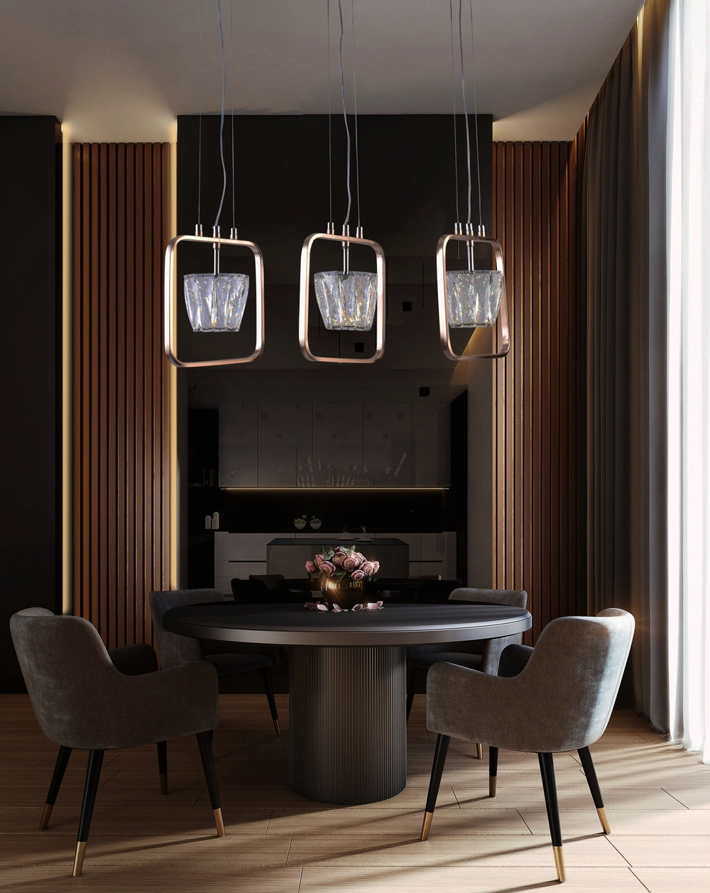 3 Crystals Hanging Pendant Light