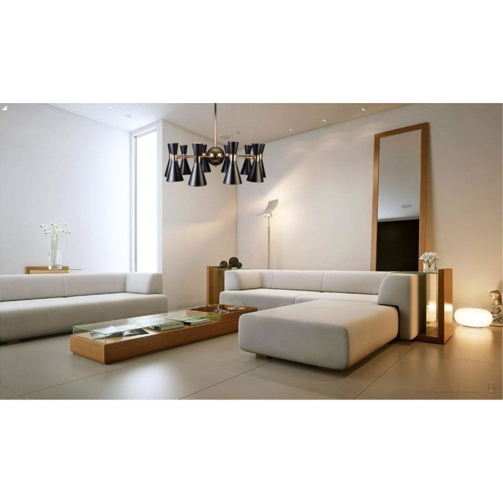 Urban Chandelier Black With Gold - 10 Lights-Starry Night