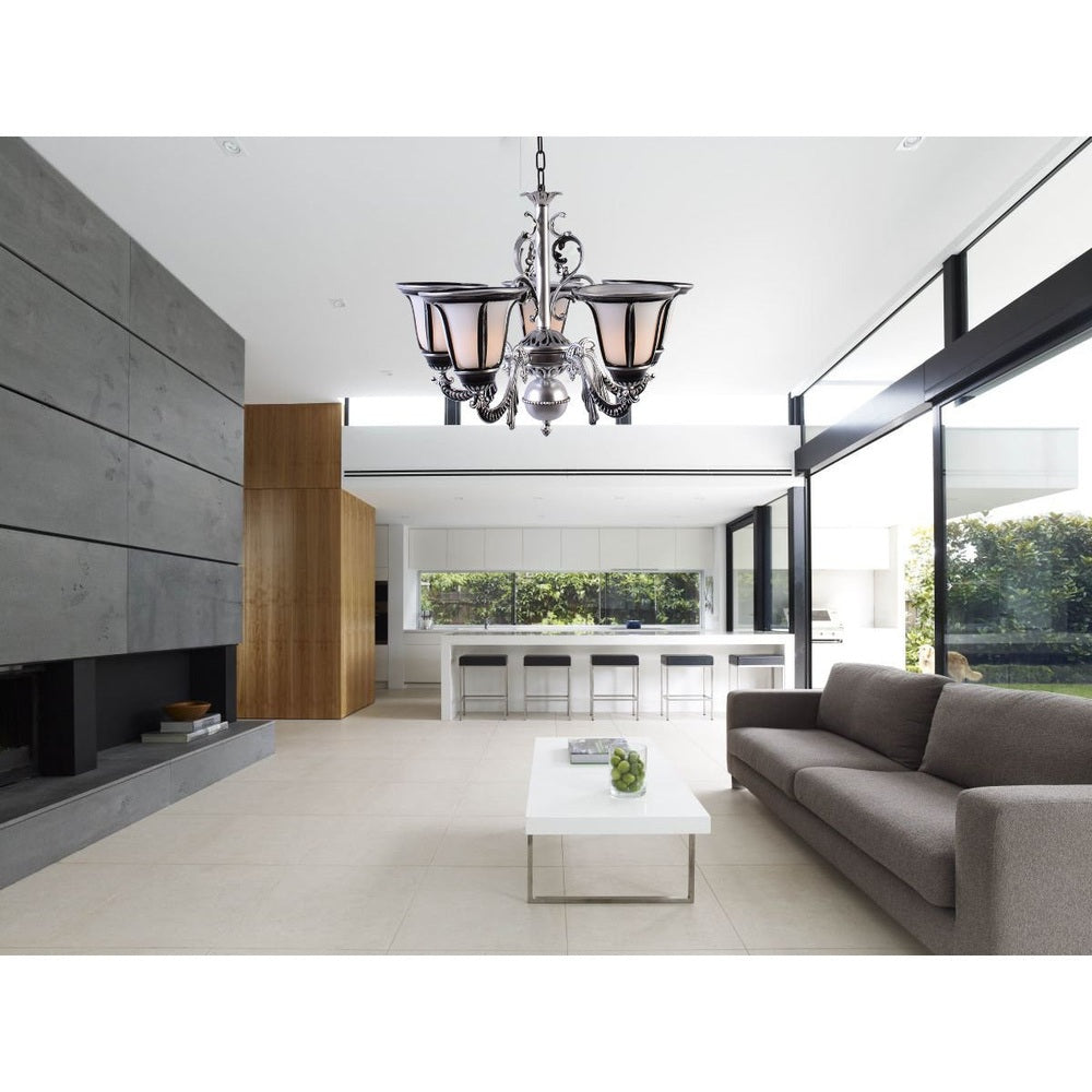 Silver Chandelier with 5 Glass Shades-Starry Night