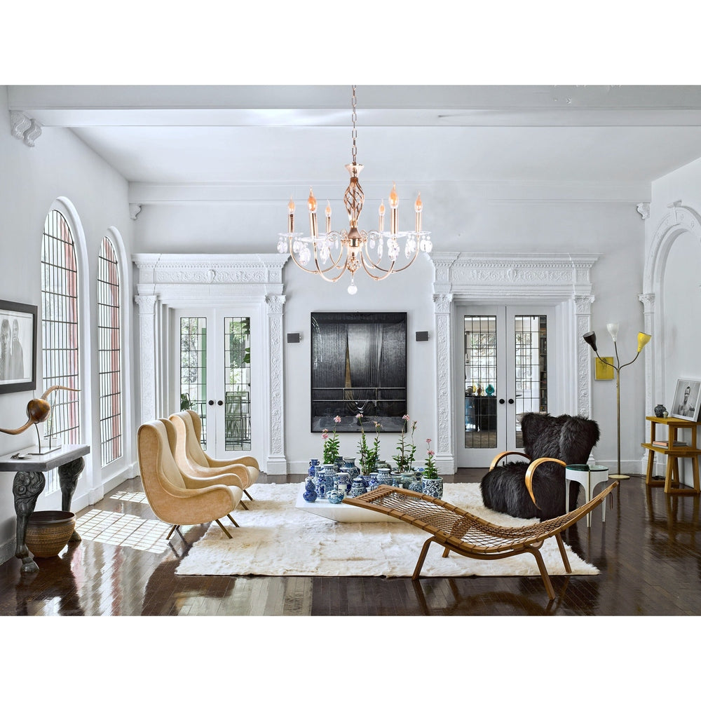 Gold Chandelier With Crystal - 6 Light-Starry Night