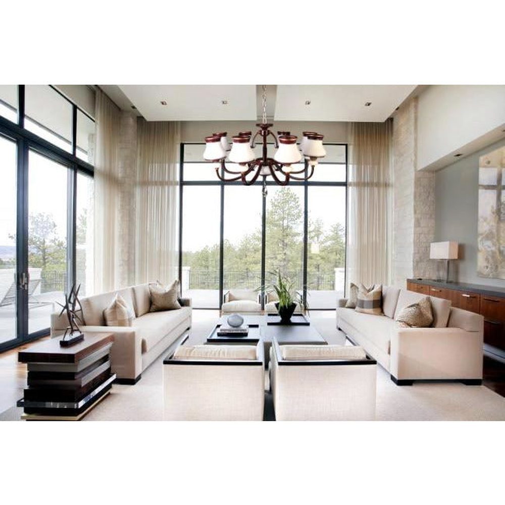 Brown Chandelier With White Glass - 8 Light-Starry Night