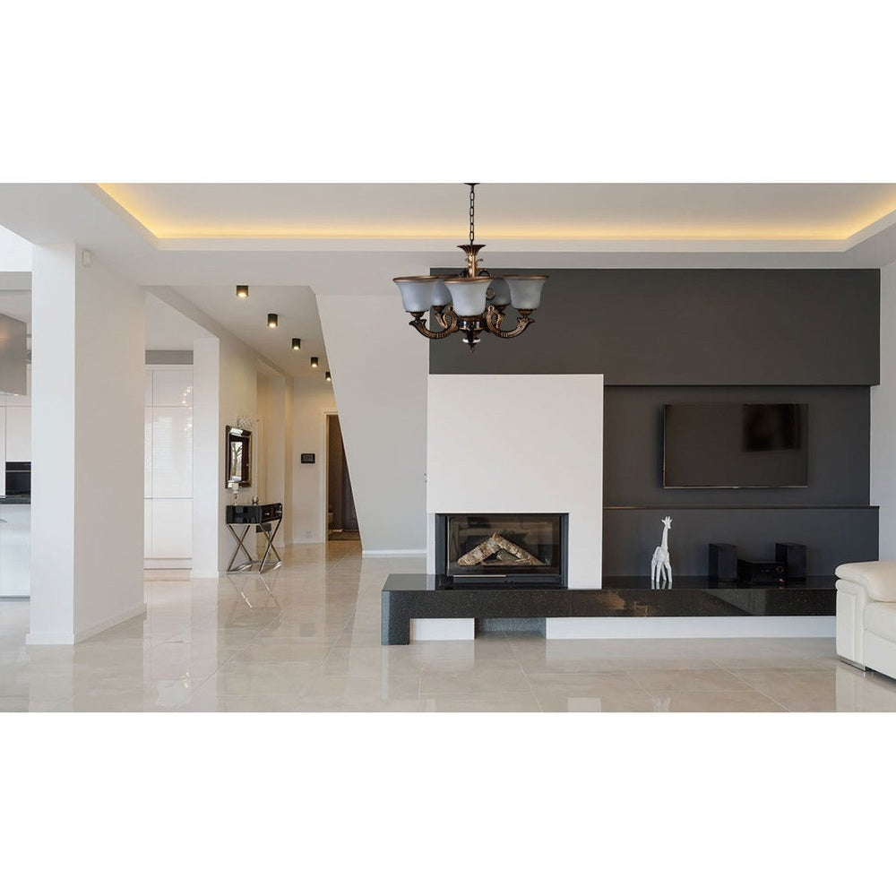 Brown Mini Chandelier - 5 Lights-Starry Night