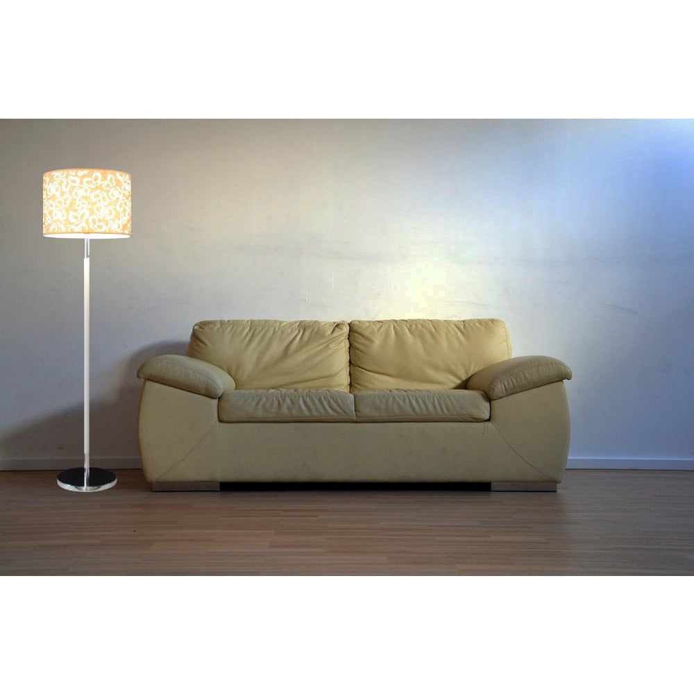 White Floor Lamp with Tree Pattern Shade-Starry Night