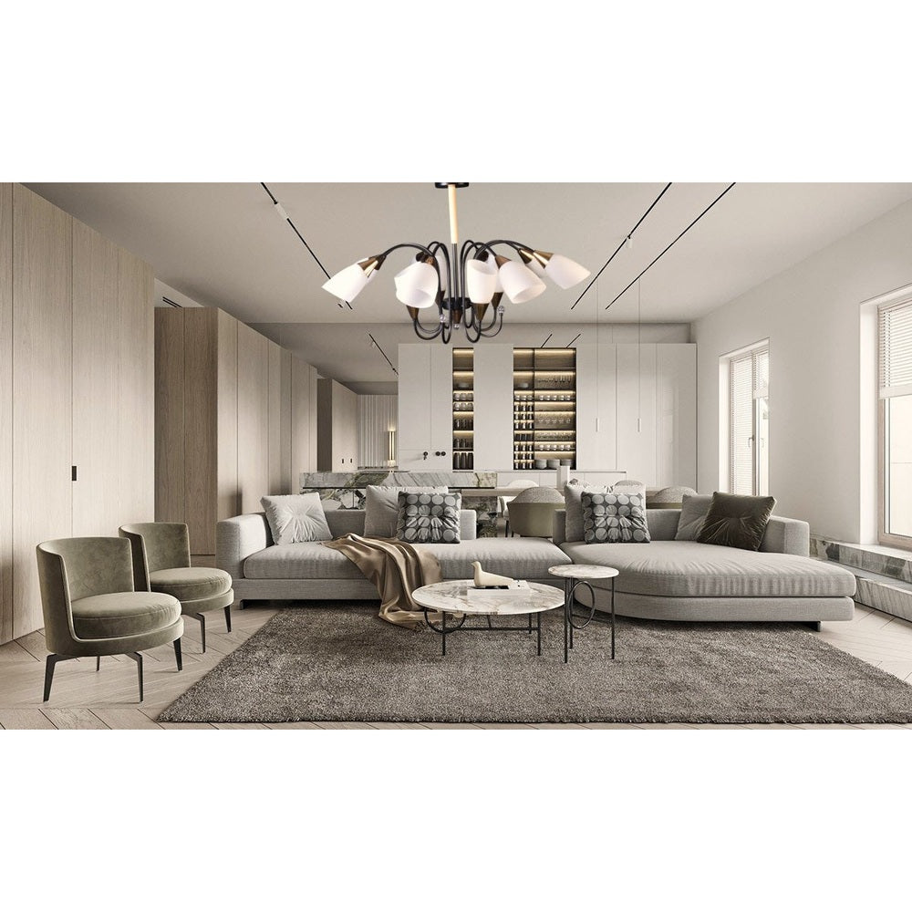 American Flower Chandelier 12 Lights with Glass Shades-Starry Night