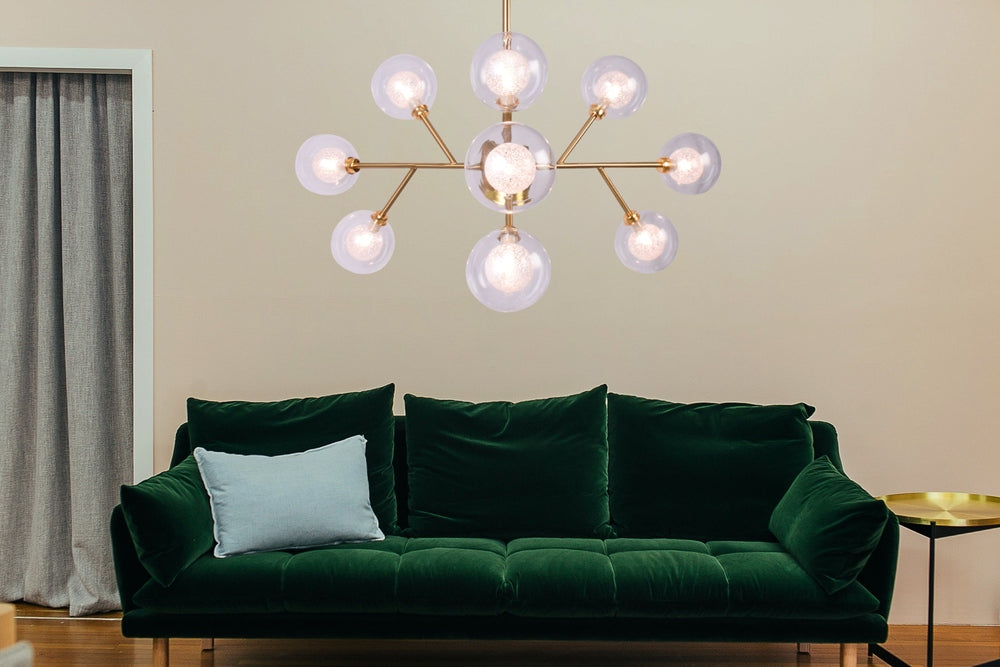 Illuminated Gold Burst Chandelier - 9 Light