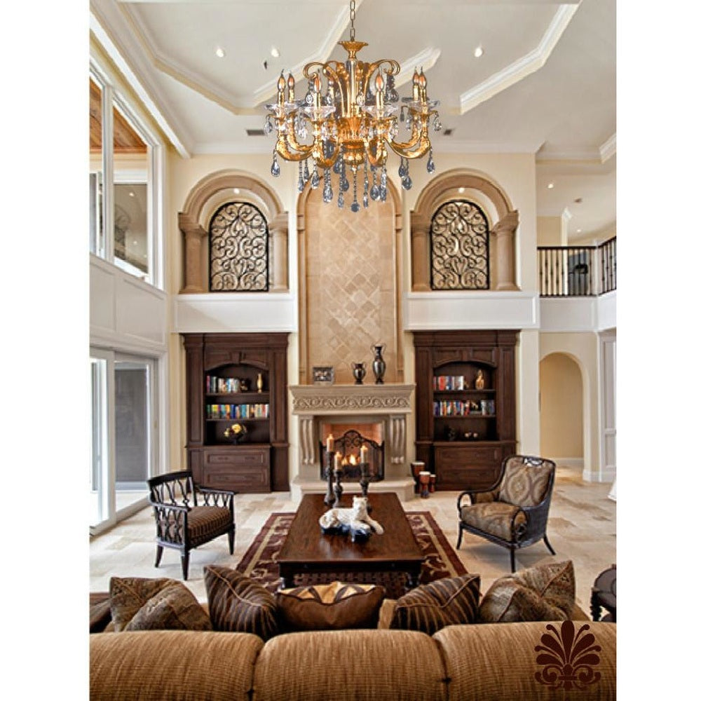 Gold Chandelier - 8 Lights-Starry Night