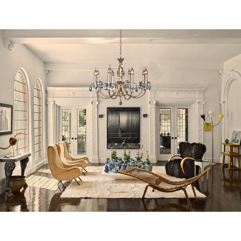 Gold Chandelier With Crystal - 8 Light-Starry Night