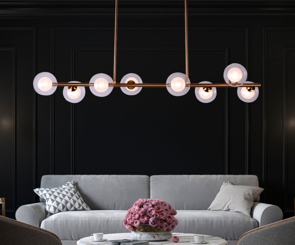 Parker Chandelier 8 Glass, Matt Gold