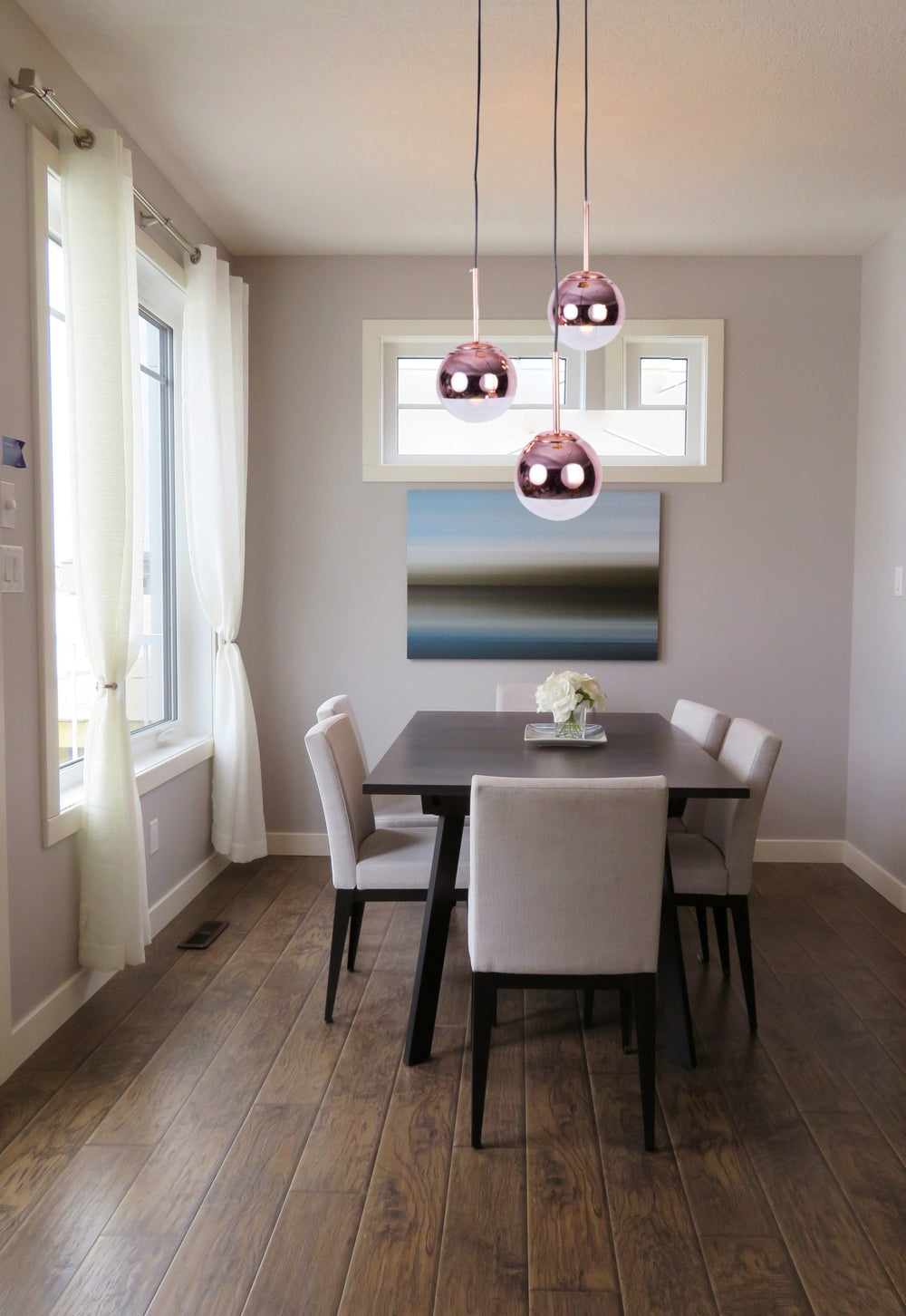 Rose Gold and White 3 Hangings Pendant Light