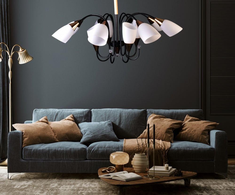 American Flower Chandelier 12 Lights with Glass Shades