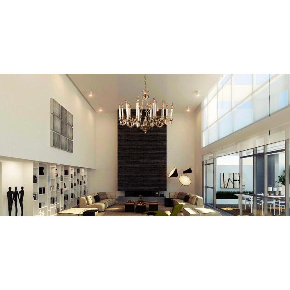 Gold Chandelier With Black Arms - 12 Light-Starry Night