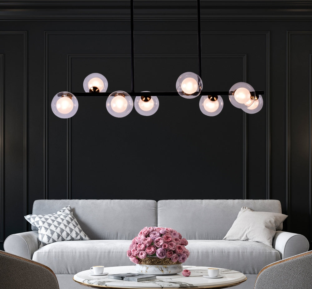 Parker Chandelier 8 Glass, Black