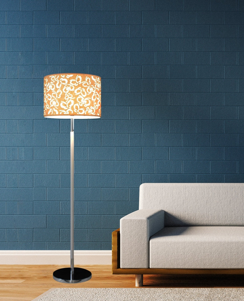 White Floor Lamp with Butterfly Design Shade
