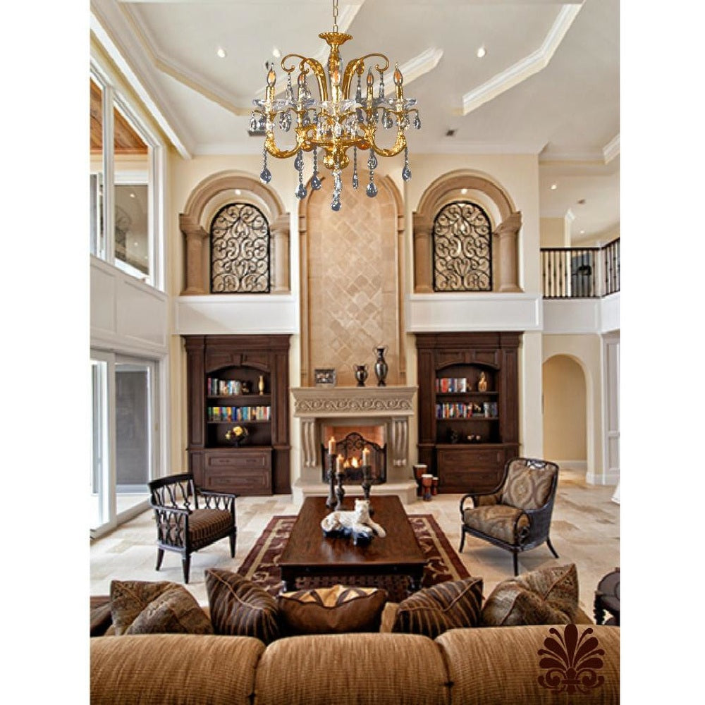 Gold Chandelier - 5 Lights-Starry Night