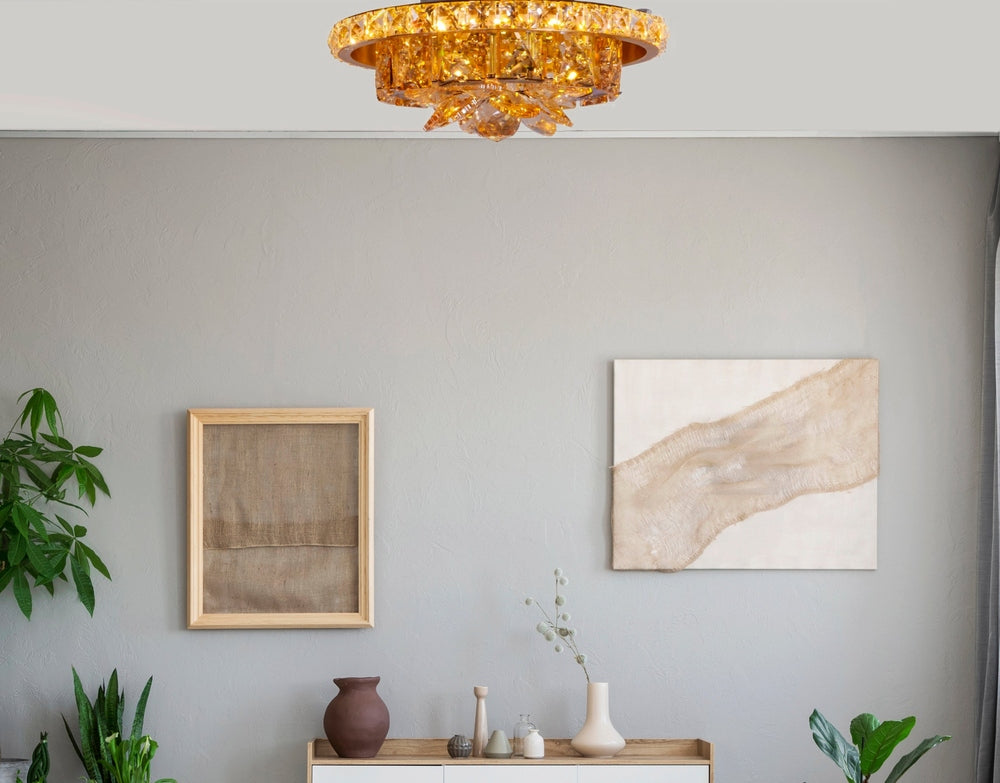 Gold Crystal LED Ceiling Light