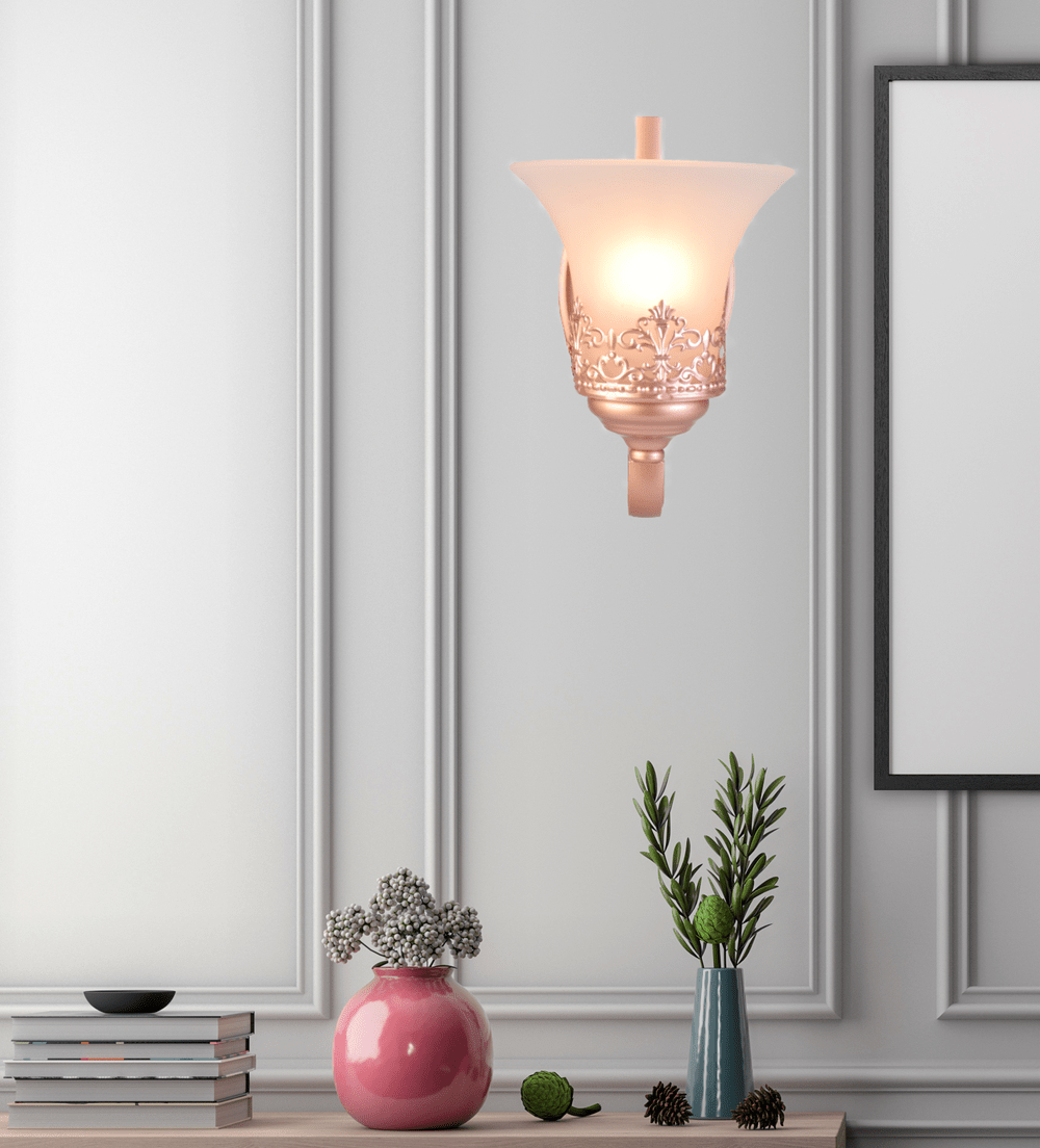 Wall Light Rose Gold with Frosted Glass Shade, E27