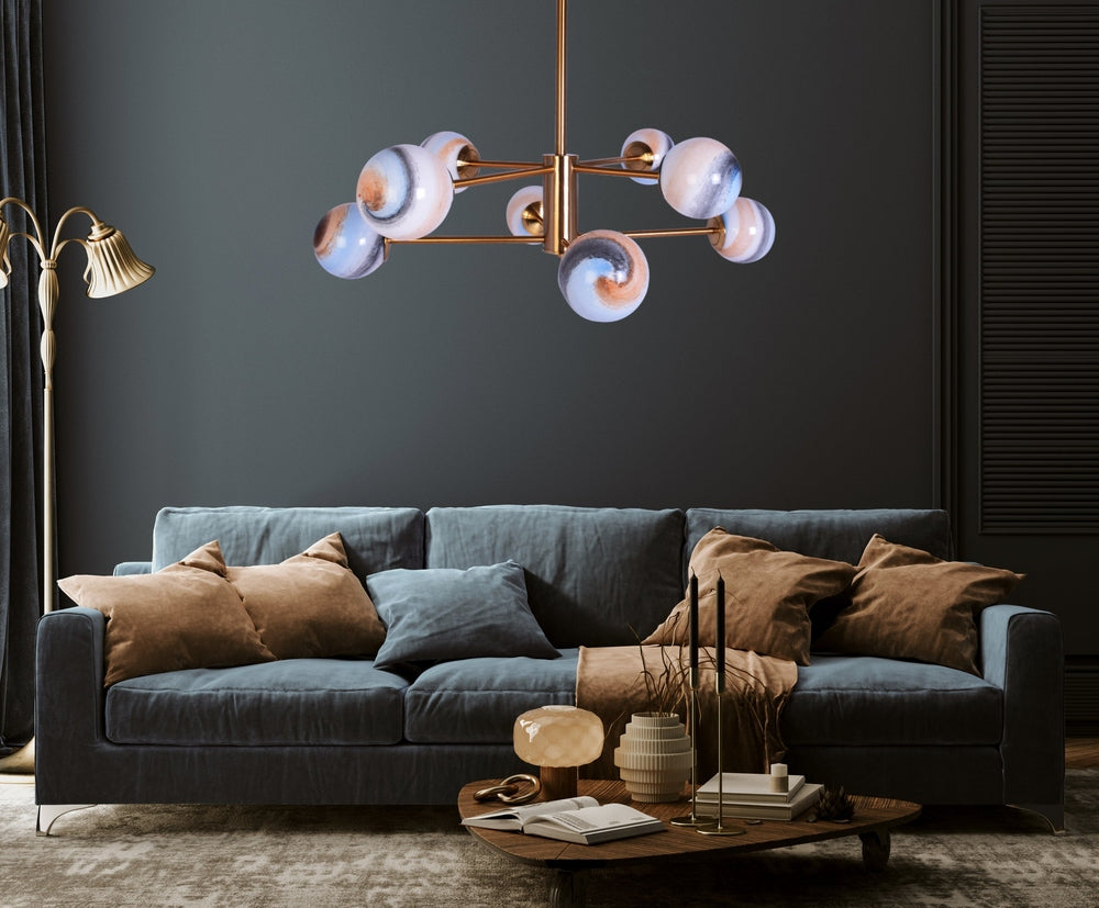 8 Marble Glass Modern Chandelier