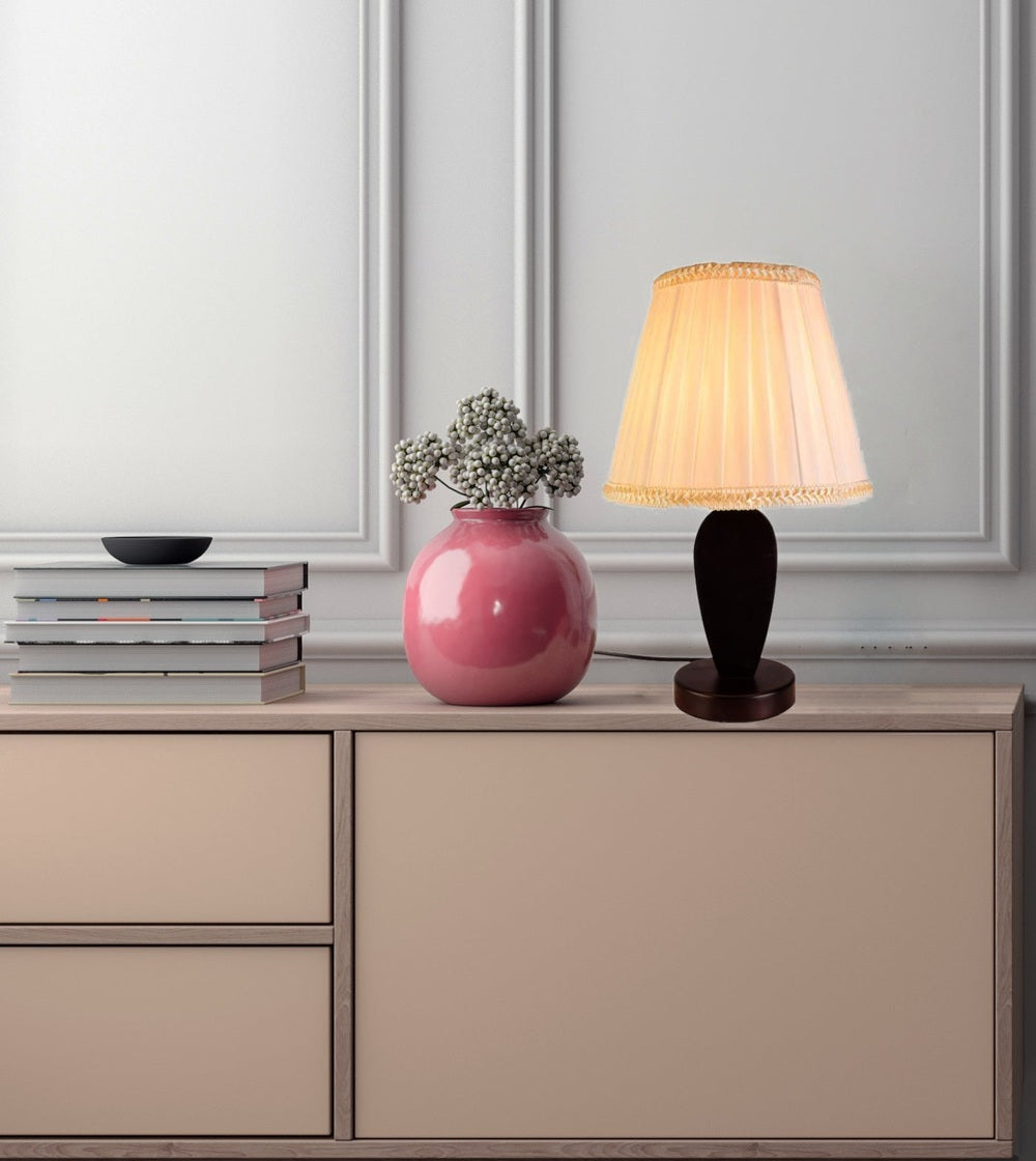 Brown Table Lamp Bedside Lamp with Cream Shade