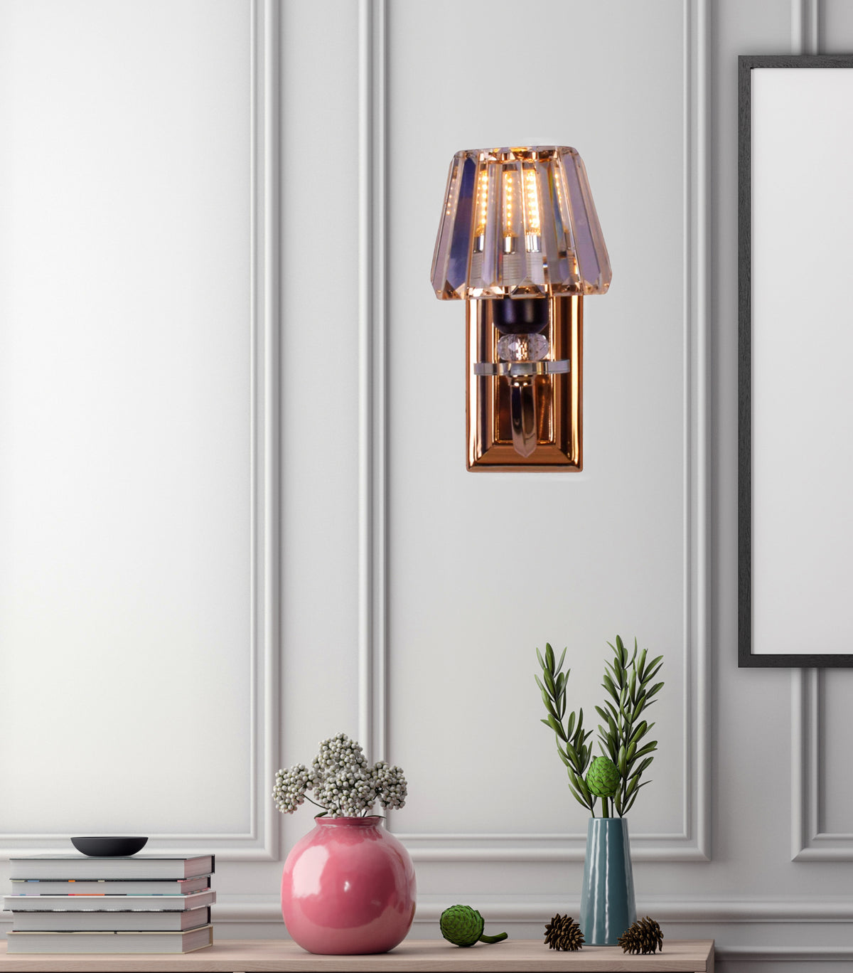Rose Gold Wall Light with Crystals Shade Starry Night
