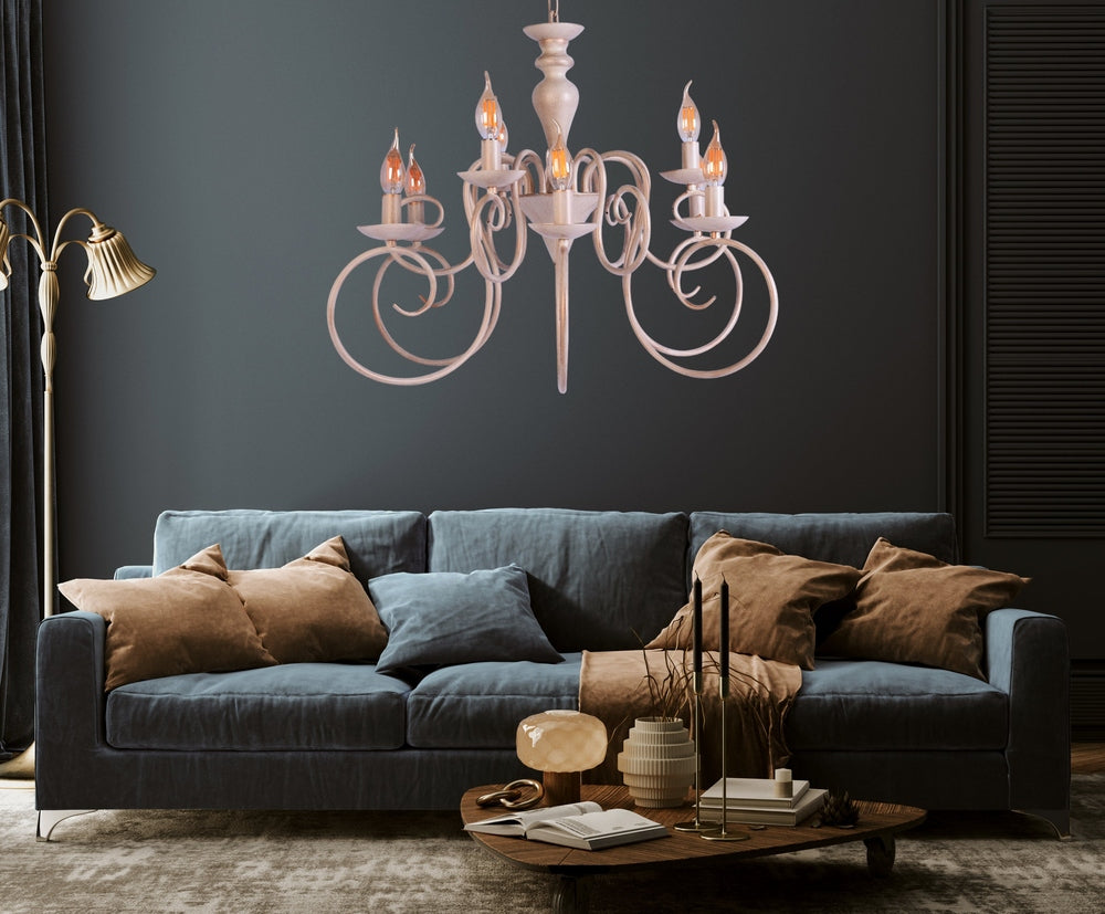 Elegant White Chandelier 9 Light