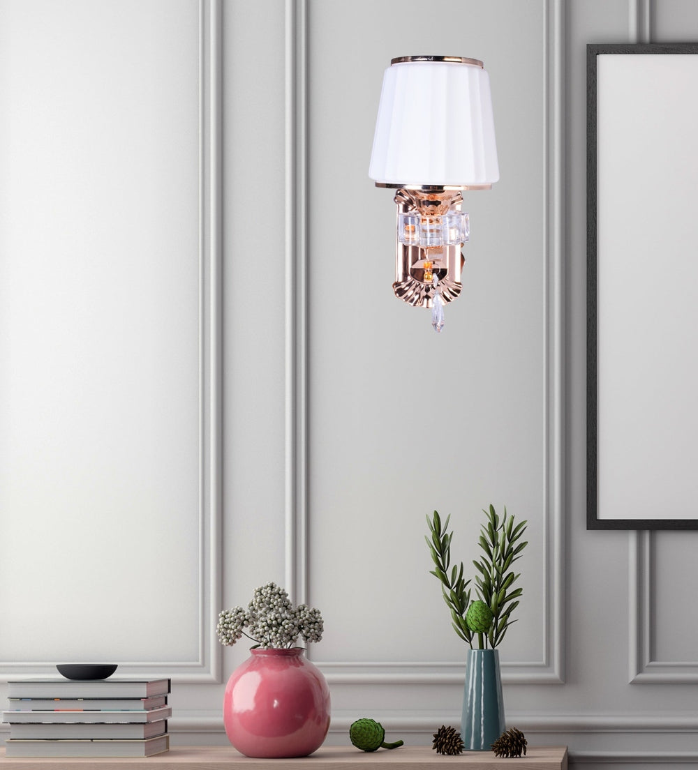 Gold Wall Light With White Glass Shade