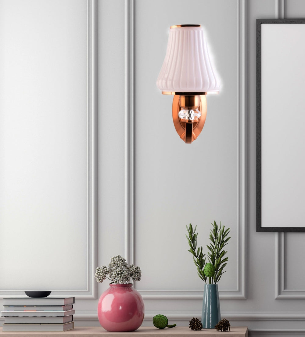 Wall Light Fixtures with Glass Shade, Bronze