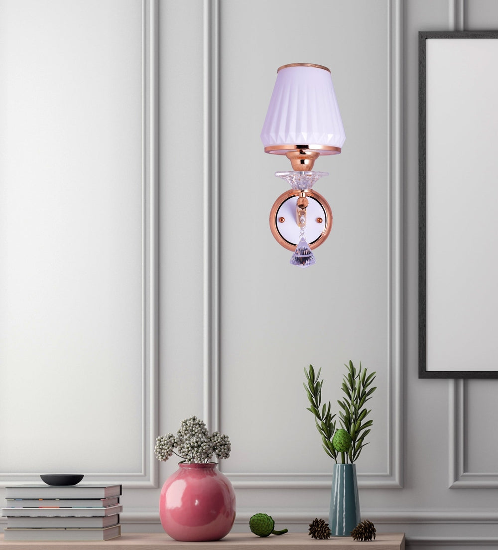 Gold Wall Light with White Shade