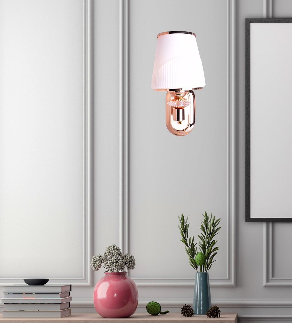 Golden Wall Light with White Glass Shade