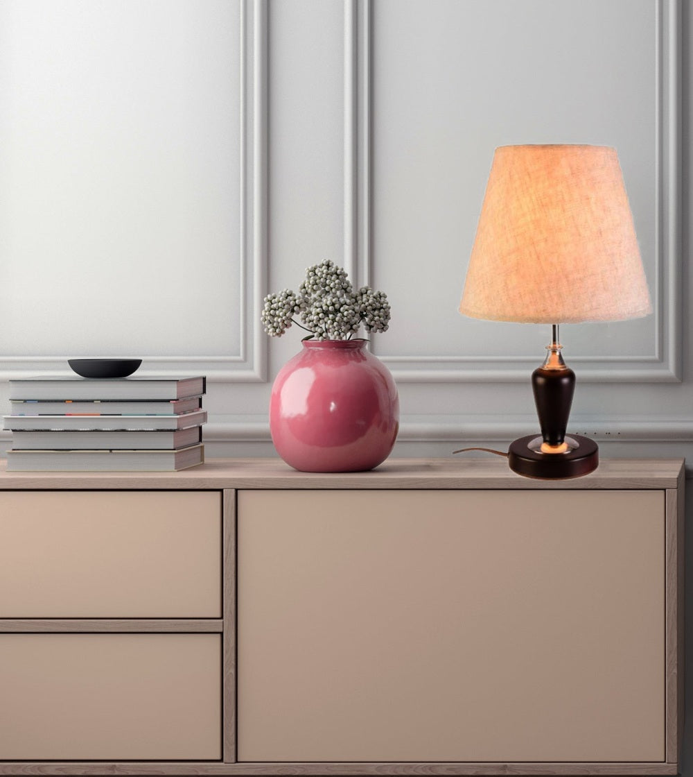 Brown E27 Table Lamp Bedside Lamp with Shade