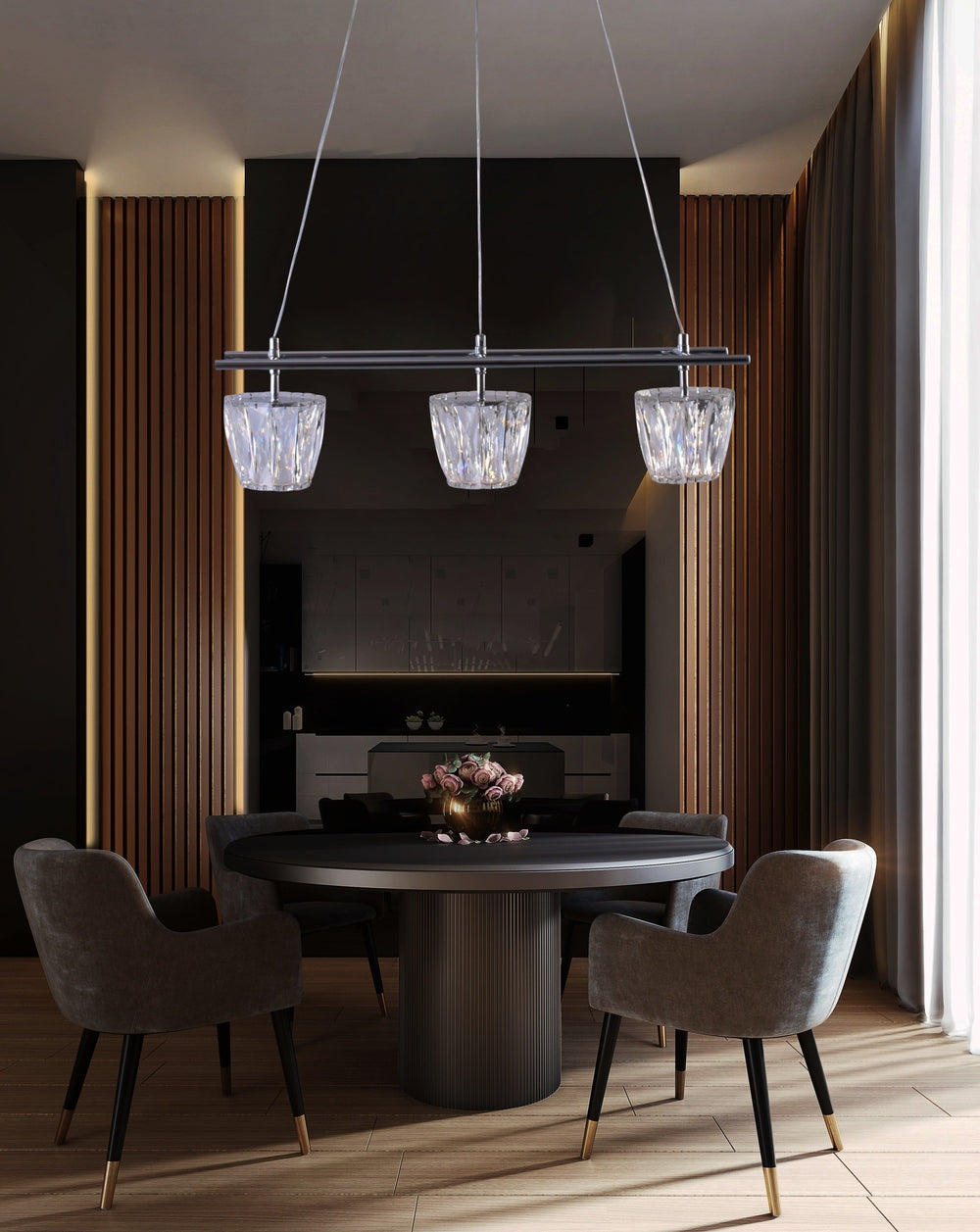 3 Light Crystals Pendant Light