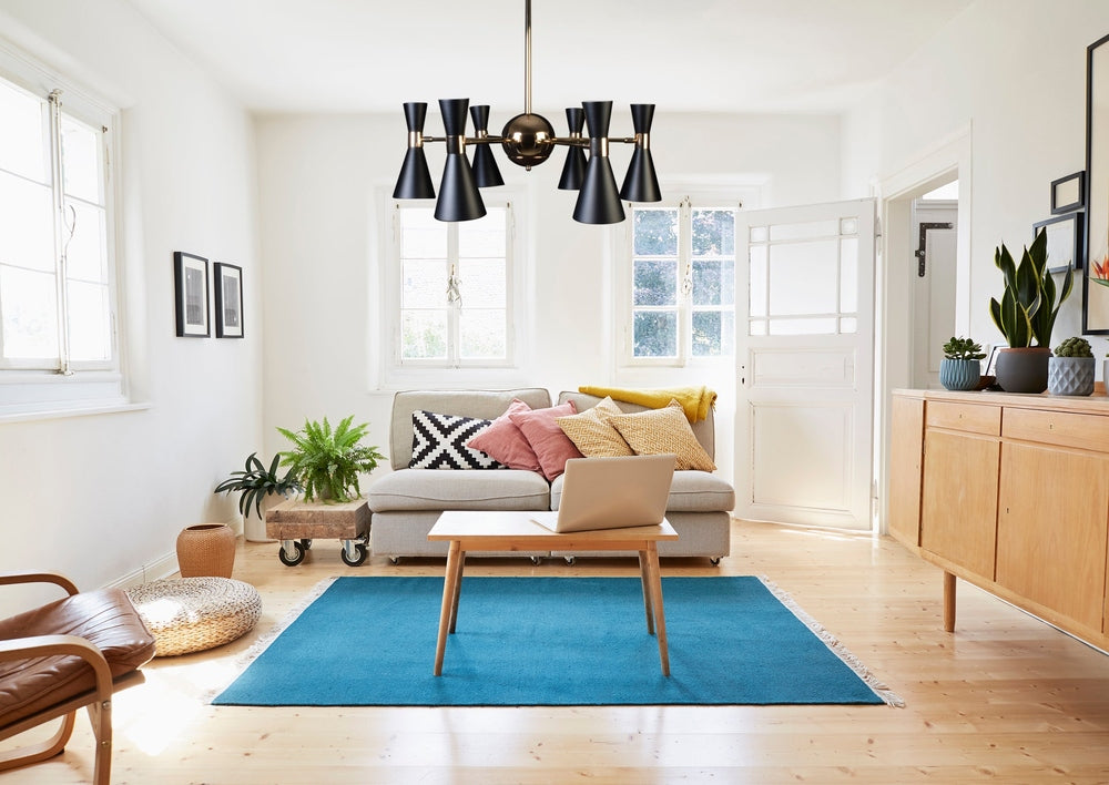 Urban Chandelier Black With Gold - 6 Lights