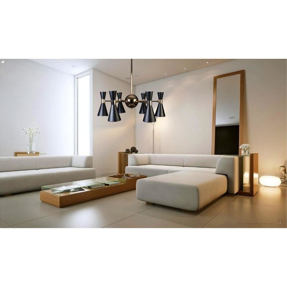 Urban Chandelier Black With Gold - 6 Lights-Starry Night