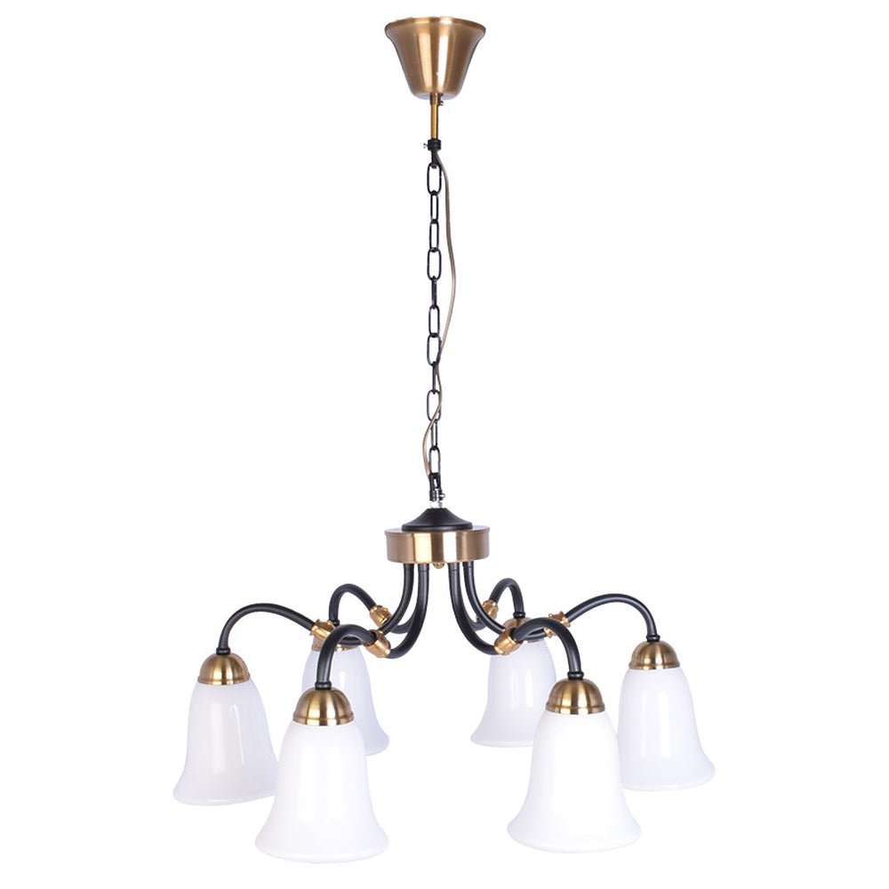 Black Downlight Chandelier With 6 White Glass-Starry Night