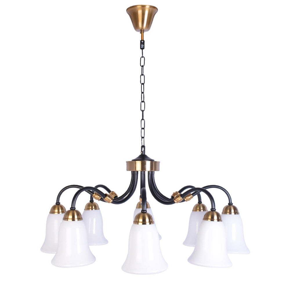 Black Downlight Chandelier With 8 White Glass-Starry Night