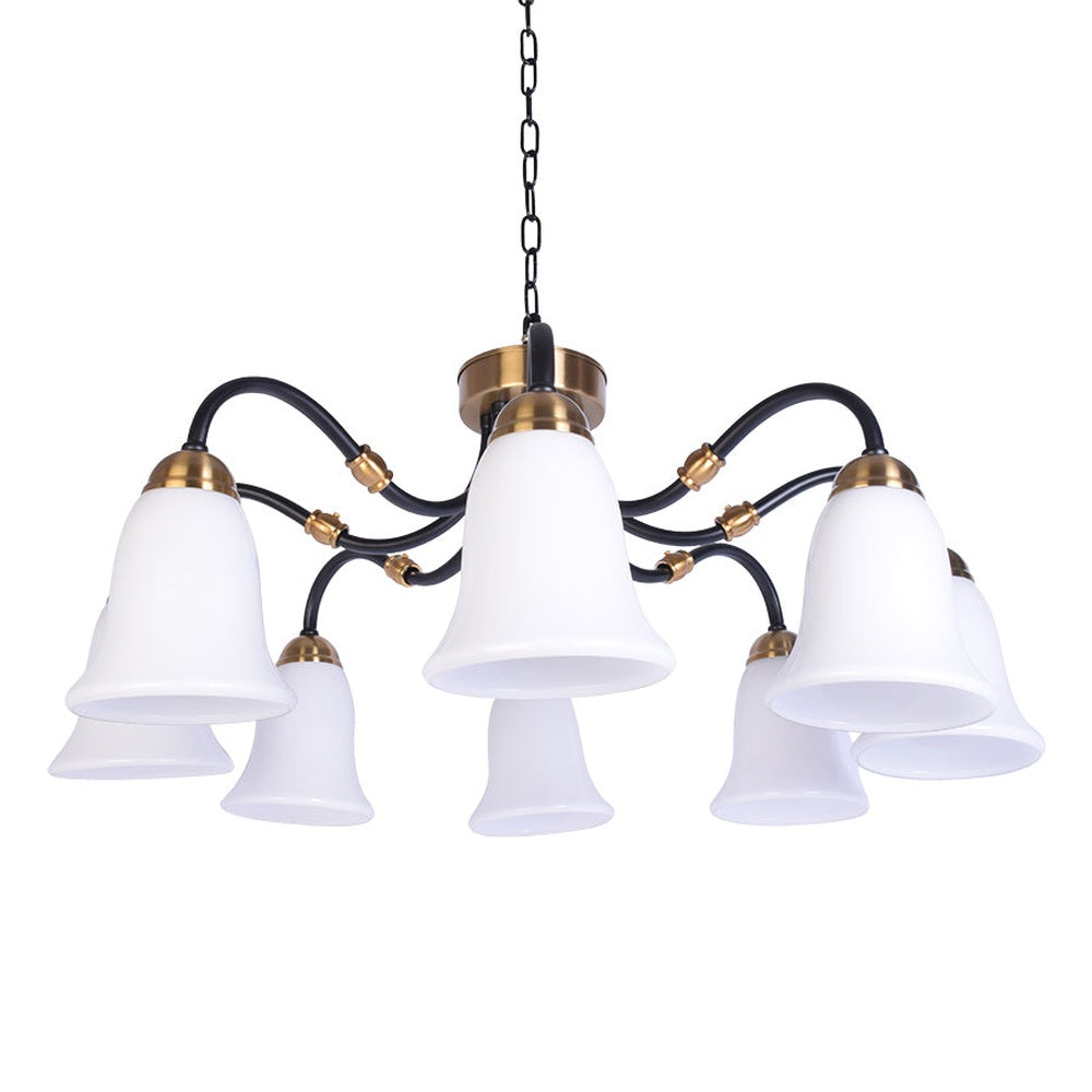 Black Downlight Chandelier With 8 White Glass-Starry Night