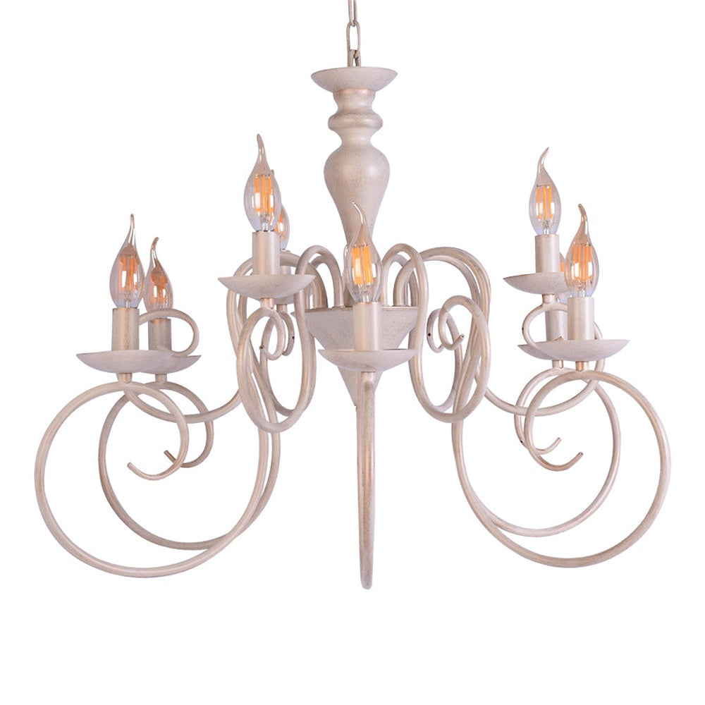 Elegant White Chandelier 9 Light-Starry Night