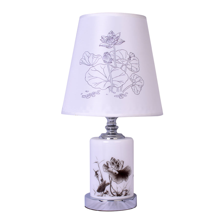 Round Table Lamp With Flower Print-Starry Night