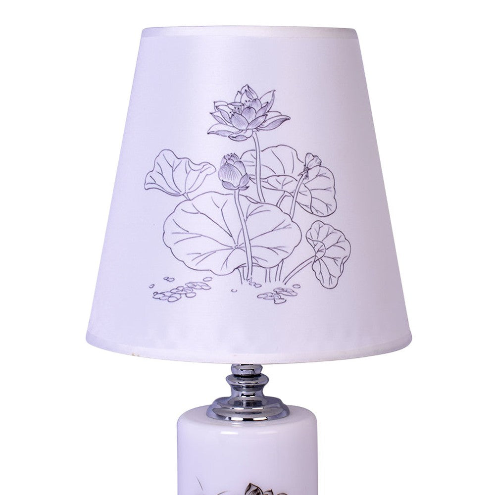 Round Table Lamp With Flower Print-Starry Night