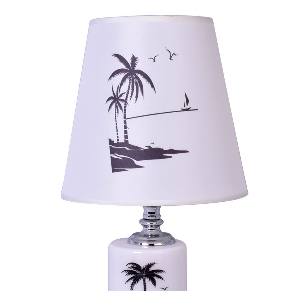Round Table Lamp With Beach Print-Starry Night