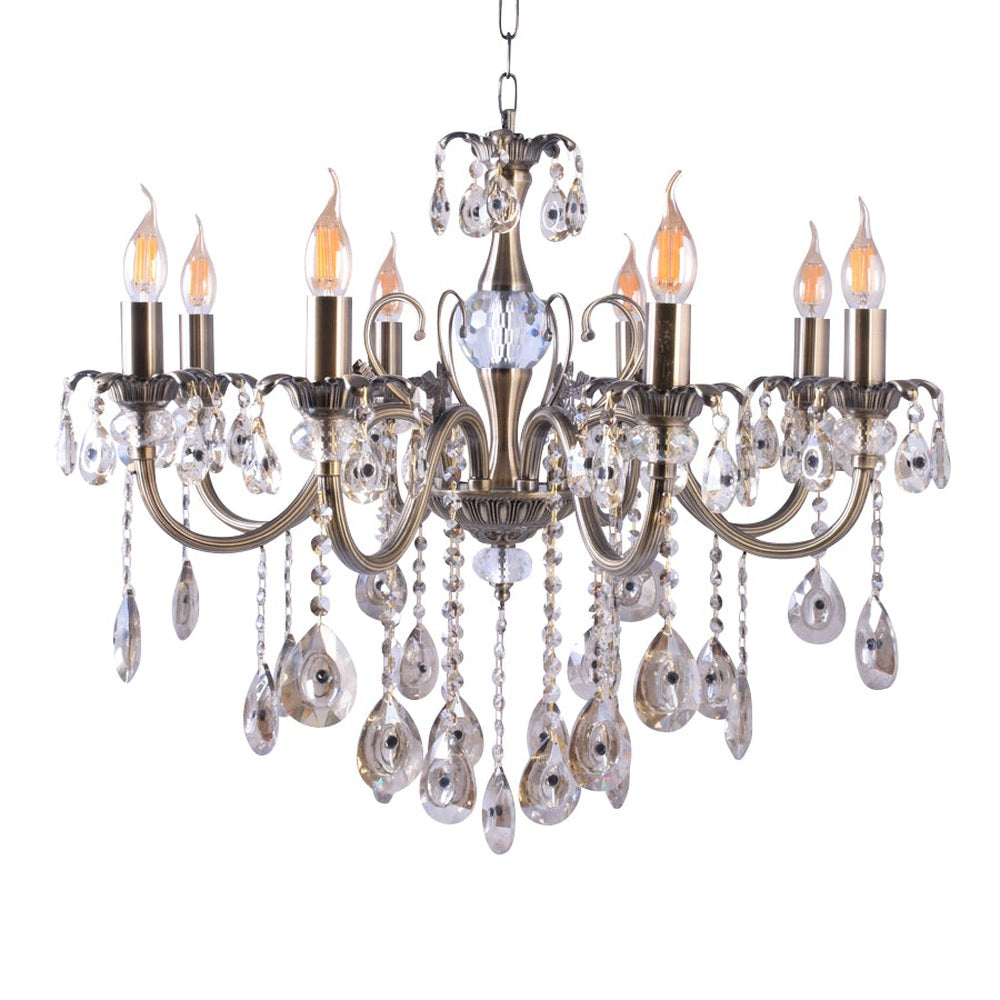 Silver Chandelier With Crystals - 8 Lights-Starry Night
