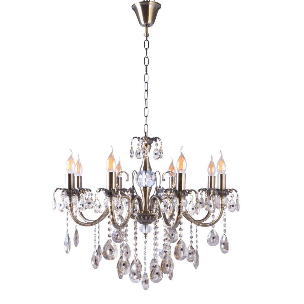 Silver Chandelier With Crystals - 8 Lights-Starry Night