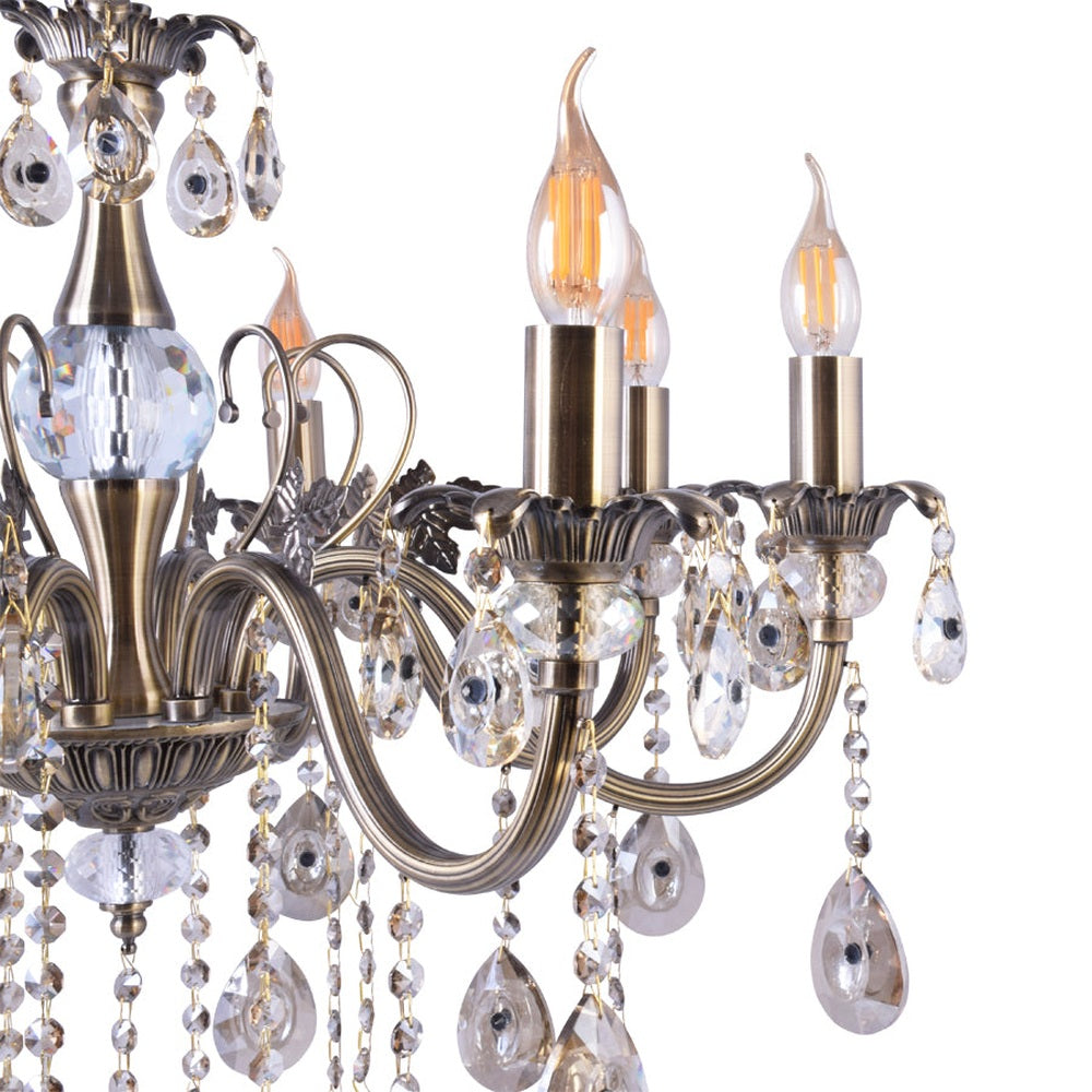 Silver Chandelier With Crystals - 8 Lights-Starry Night