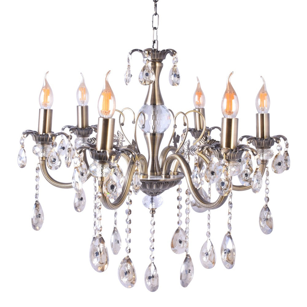 Silver Chandelier With Crystals - 6 Lights-Starry Night