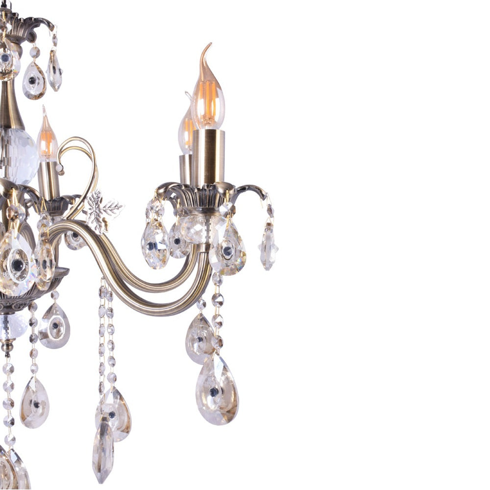 Silver Chandelier With Crystals - 6 Lights-Starry Night