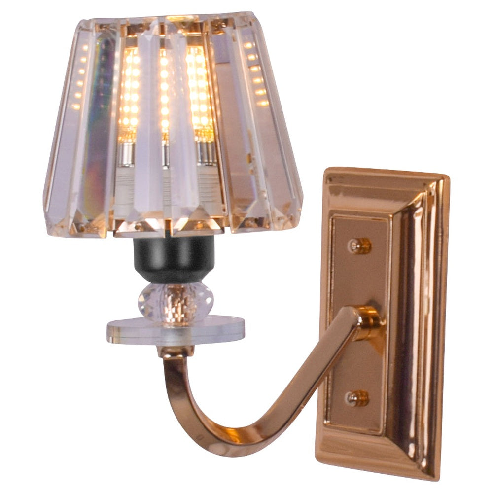 Rose Gold Wall Light with Crystals Shade